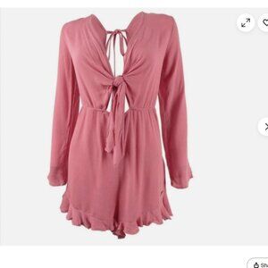 NEW Raisins Samba Newport Romper Tie Front Sexy Resortwear Beach Ruffle Hem XL